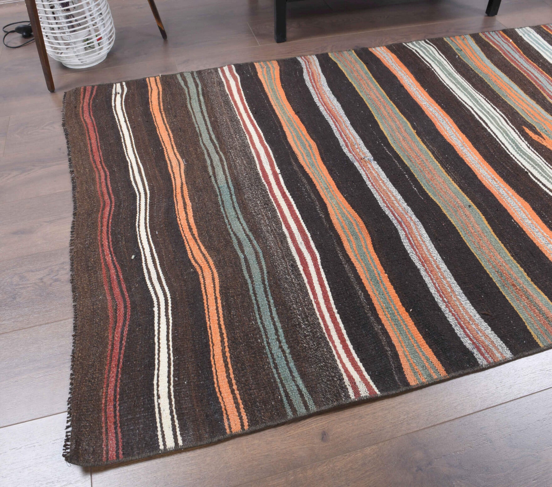 One-of-a-kind 1960s Anatolian vintage kilim rug in wool, 3'9" x 7'5"