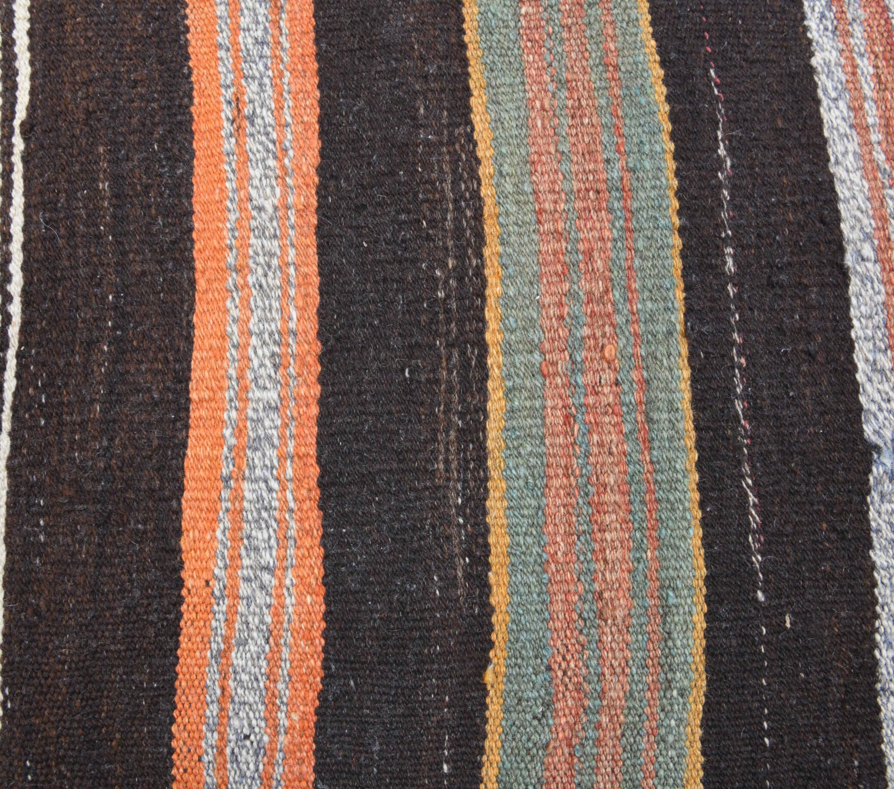 Authentic Anatolian vintage kilim rug (1960s) with striped design – one-of-a-kind at Fame Rugs