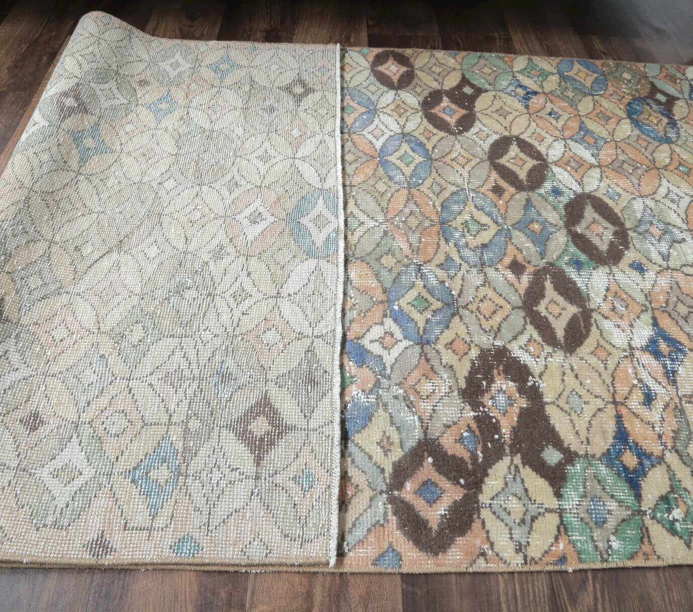Authentic Anatolian vintage area rug (1970s) with ikat design – one-of-a-kind at Fame Rugs
