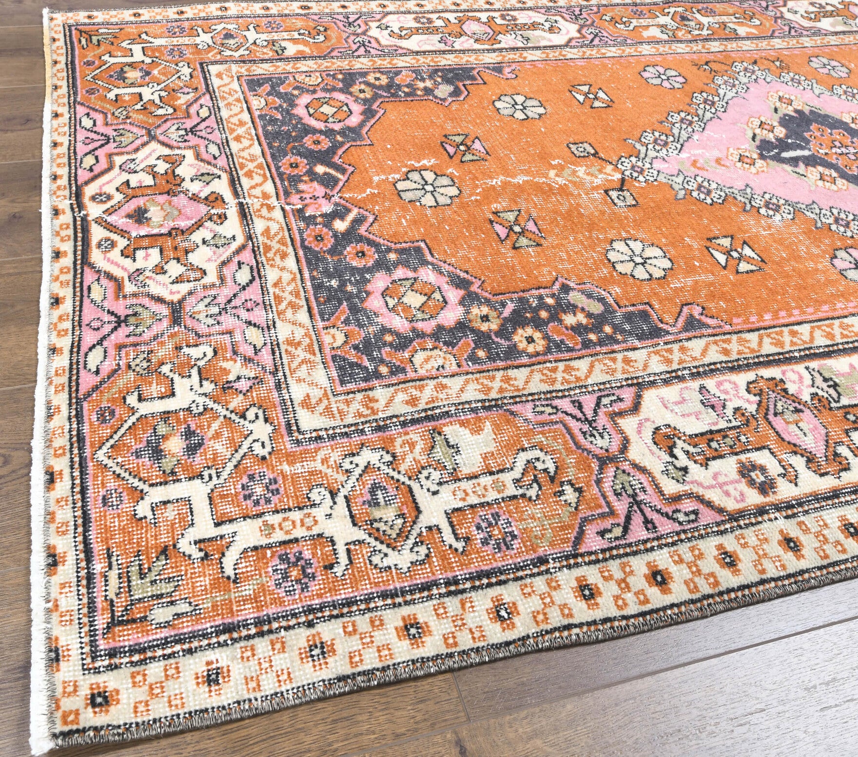 126x201 cm vintage Anatolian area rug – Gokgul, low pile, wool