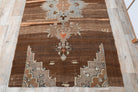 Galenocharis rug: 1970s handmade Anatolian rug with oriental motifs and cotton backing