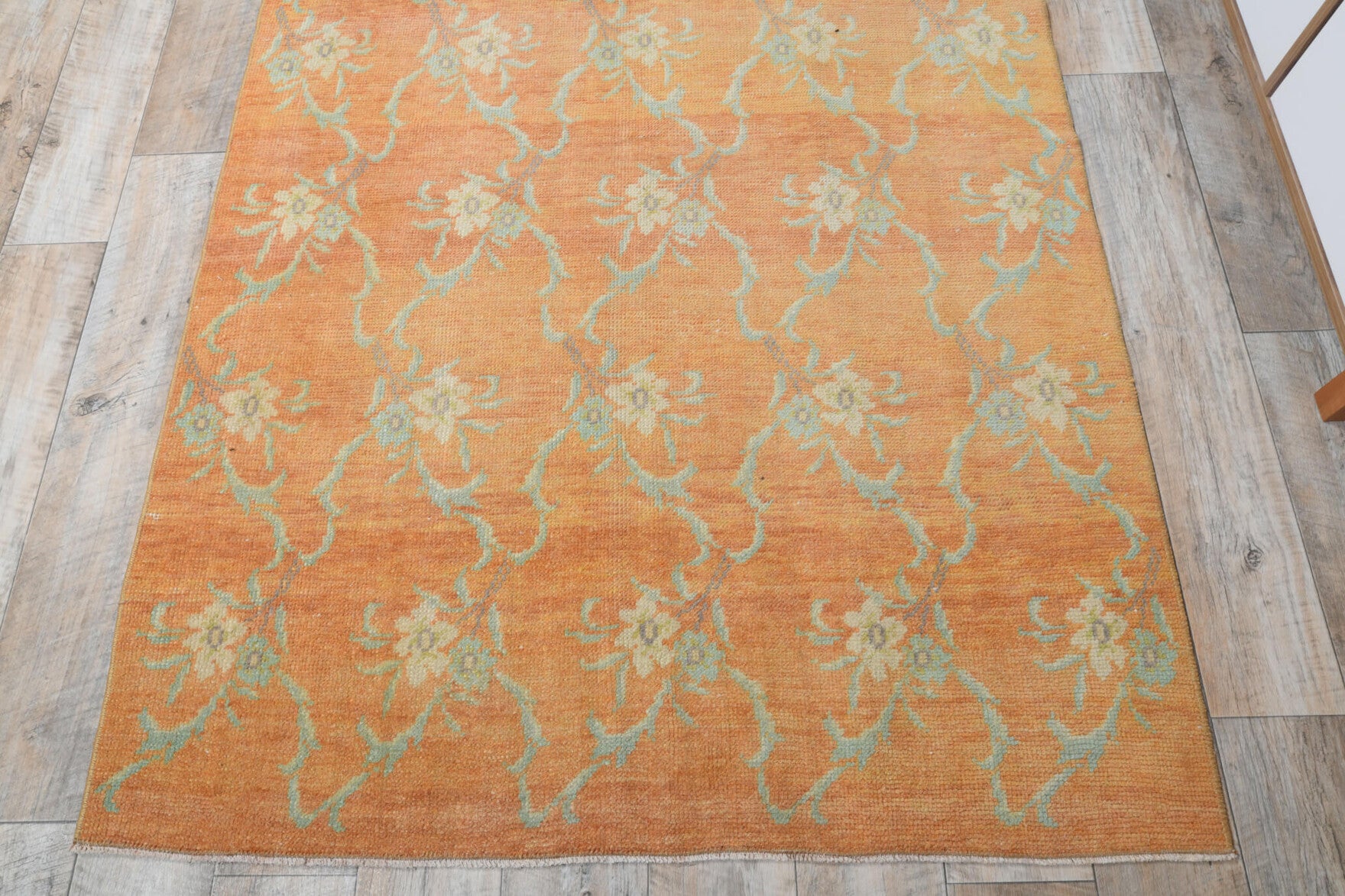 Eusela rug: 1970s handmade Anatolian rug with ikat motifs and cotton backing