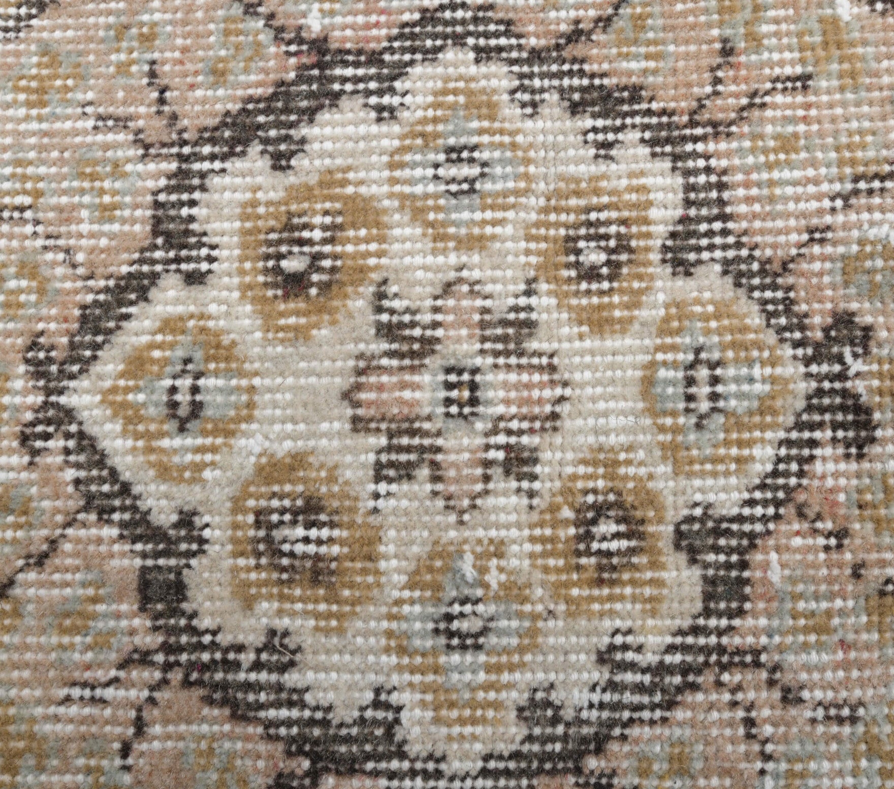 Rhodophora rug: 1970s handmade Anatolian rug with floral motifs and cotton backing