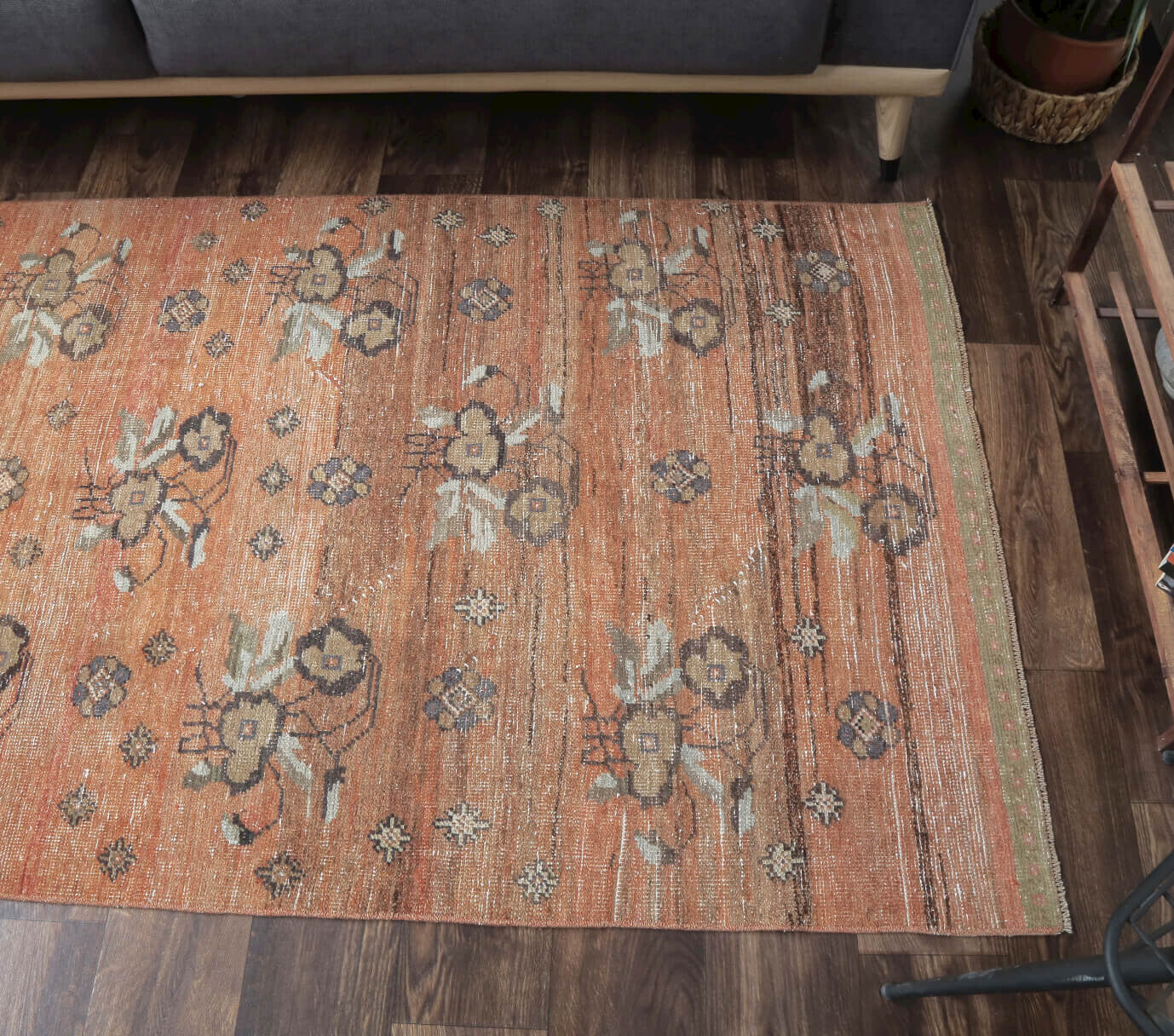 One-of-a-kind 1970s Anatolian vintage area rug in wool, 3'7" x 7'8"