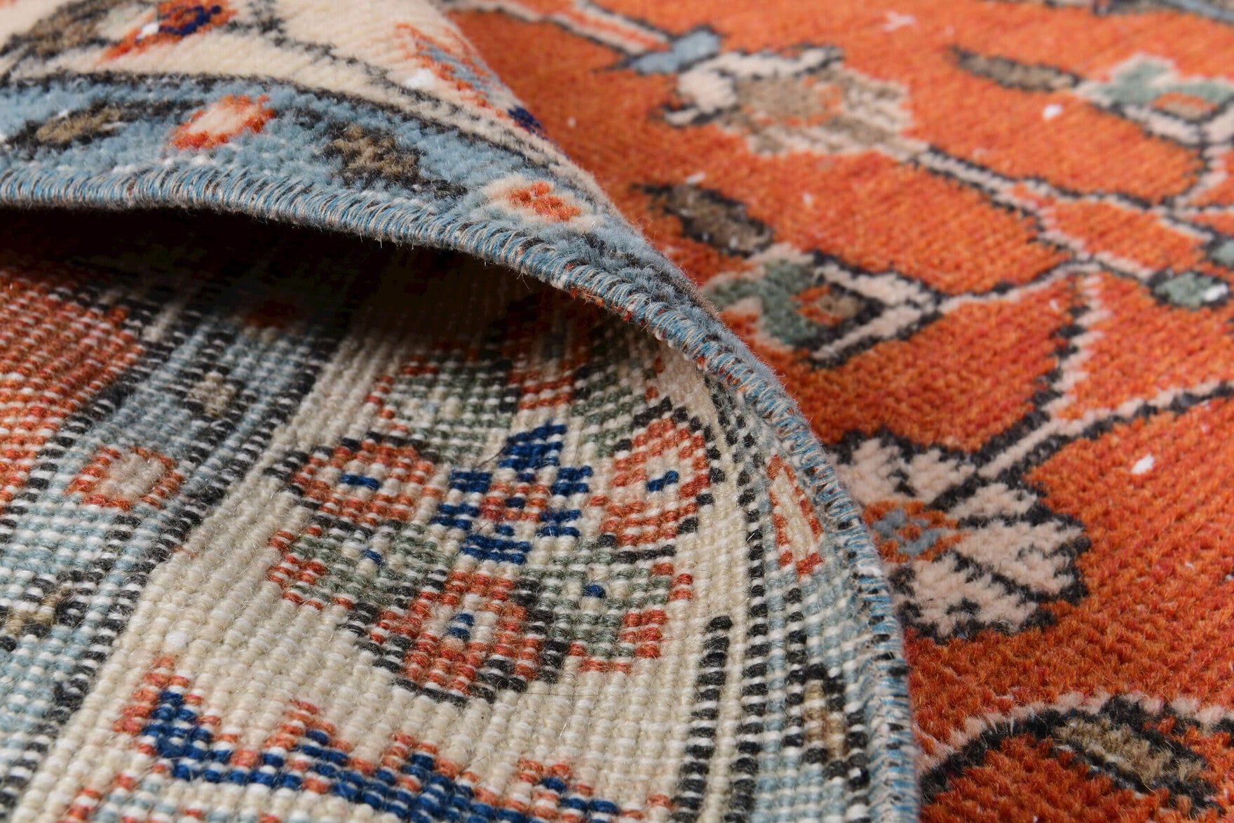 Zambaknaz rug: 1970s handmade Anatolian rug with floral motifs and cotton backing