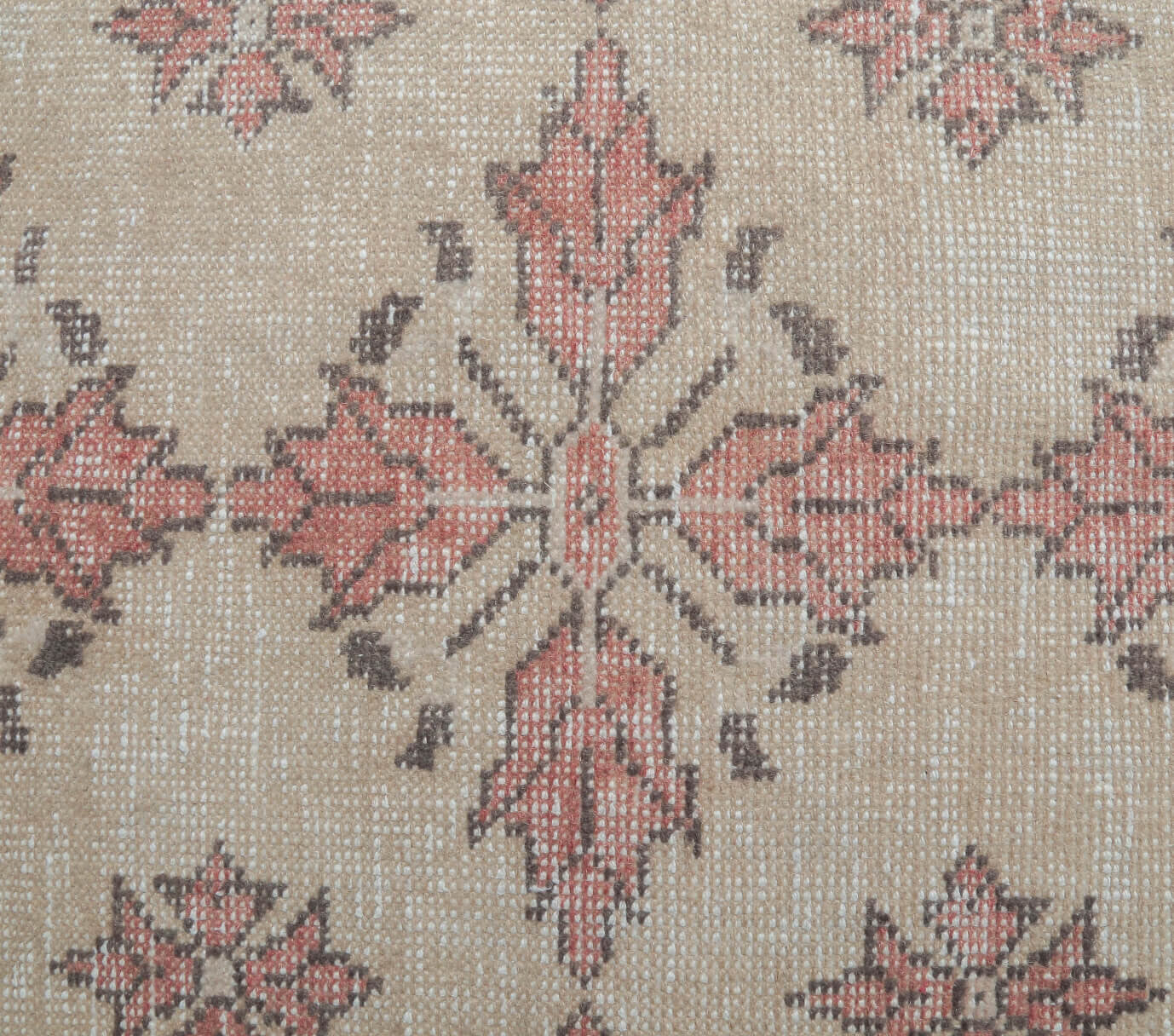 Hurrembahar rug: 1970s handmade Anatolian rug with ikat motifs and cotton backing