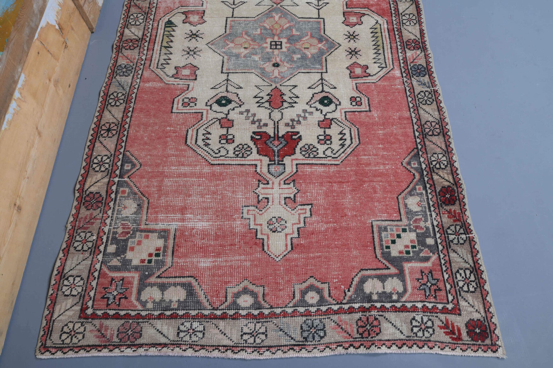One-of-a-kind 1970s Anatolian vintage area rug in wool, 4'2" x 7'2"