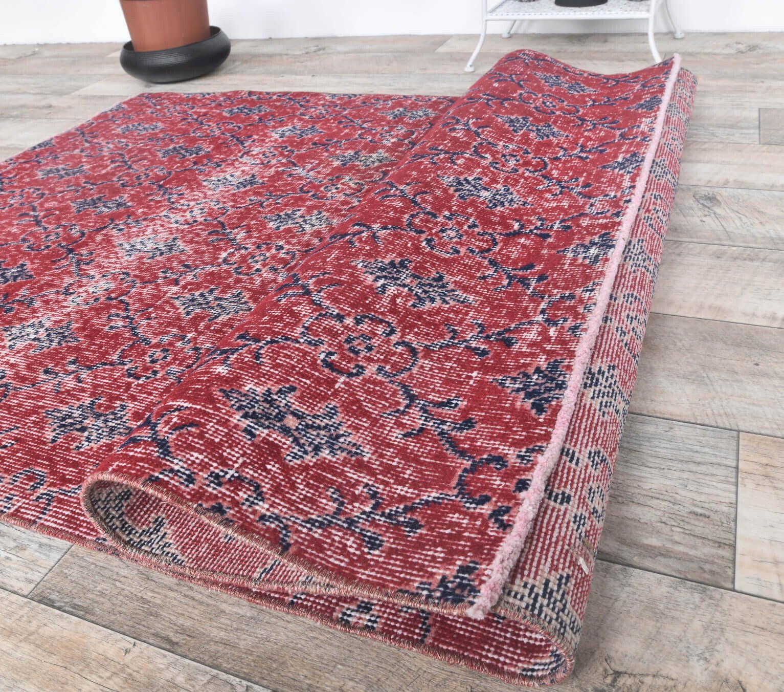 Authentic Anatolian vintage area rug (1970s) with ikat design – one-of-a-kind at Fame Rugs