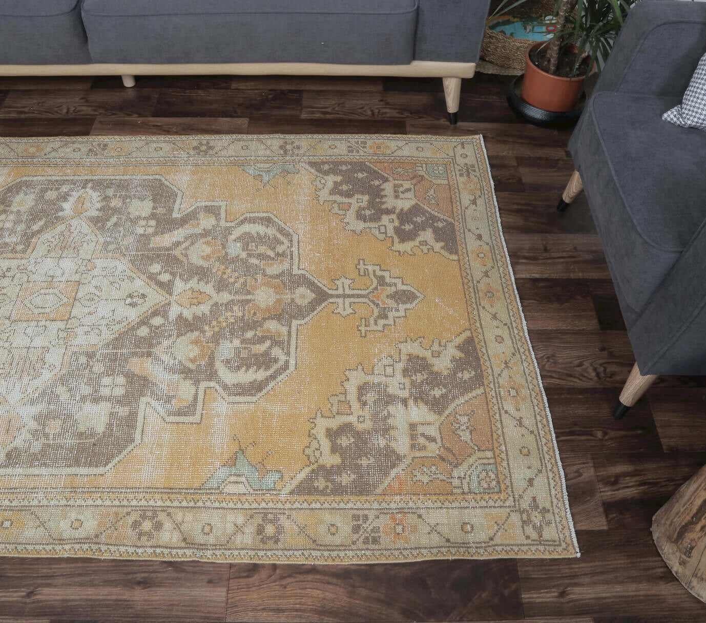 One-of-a-kind 1970s Anatolian vintage area rug in wool, 4'4" x 8'2"