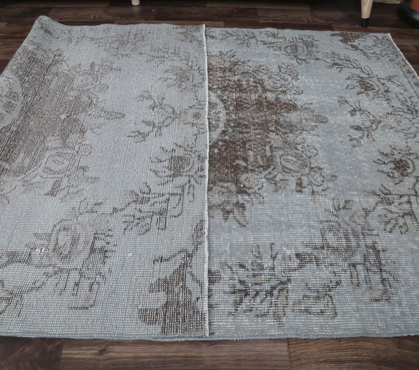 4x8 Vintage Anatolian Handmade Gray Oriental Area Rug