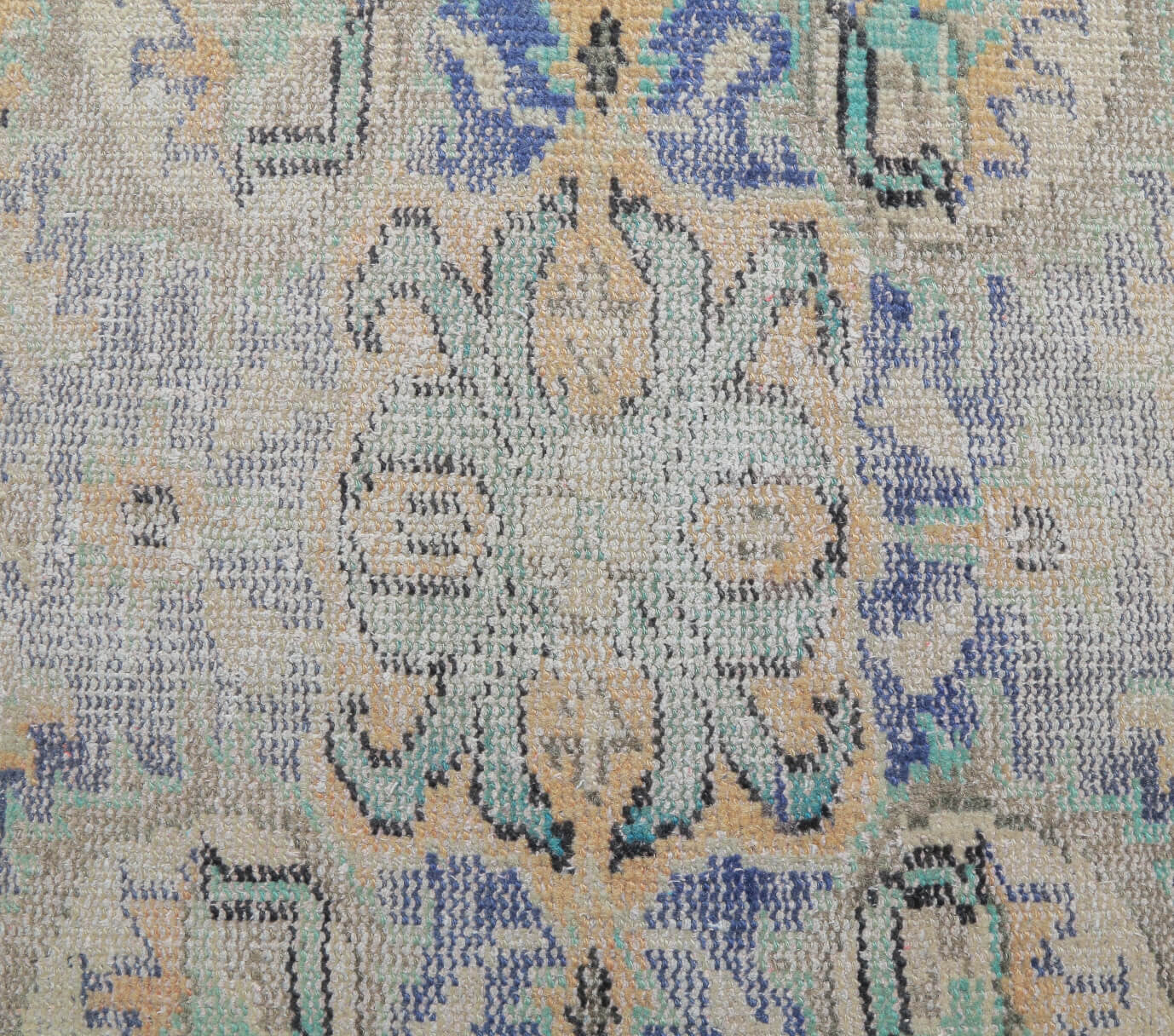 Ianthekleia rug: 1970s handmade Anatolian rug with oriental motifs and cotton backing