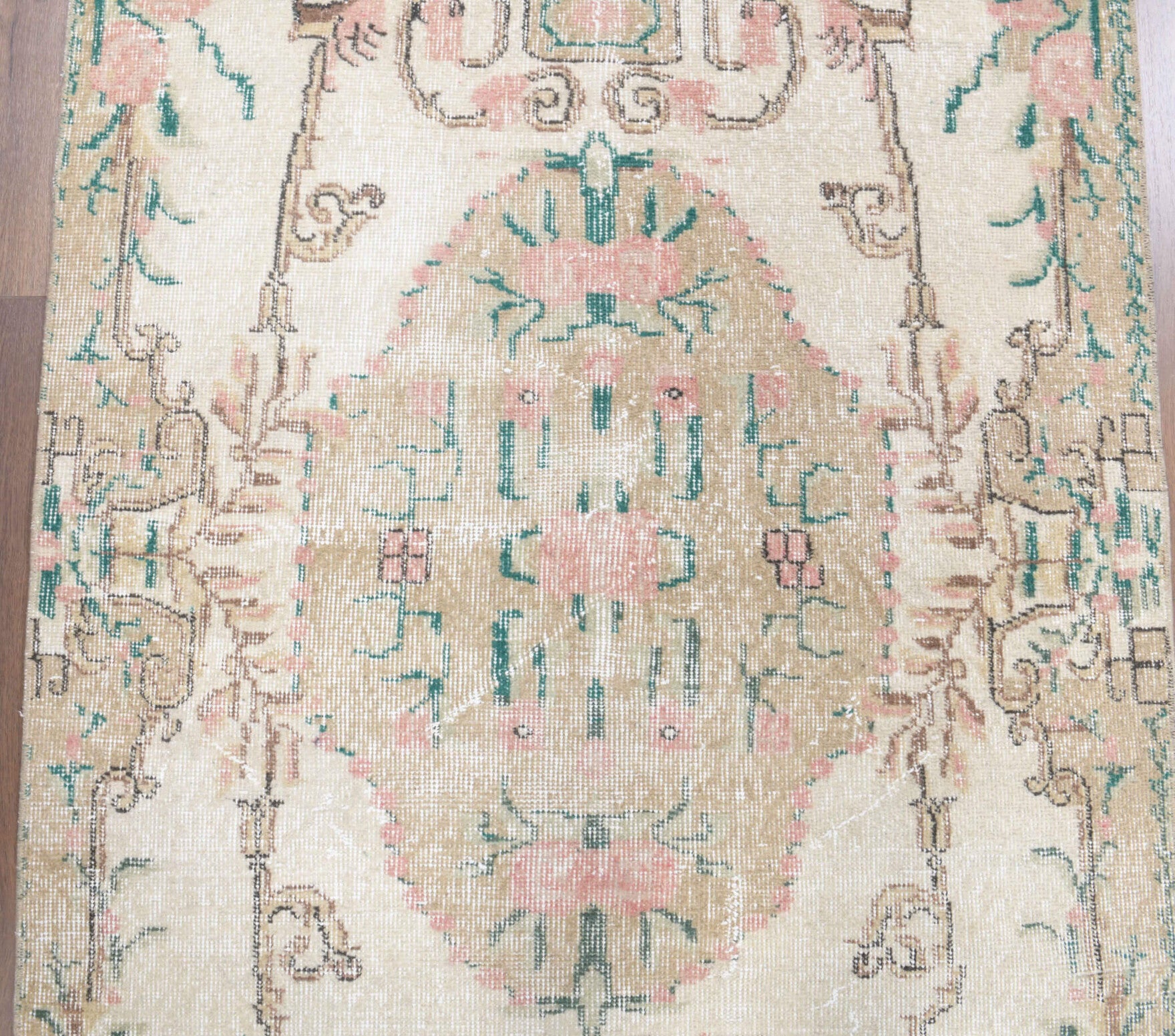 110x286 cm vintage Anatolian runner rug – Phemekleia, low pile, wool