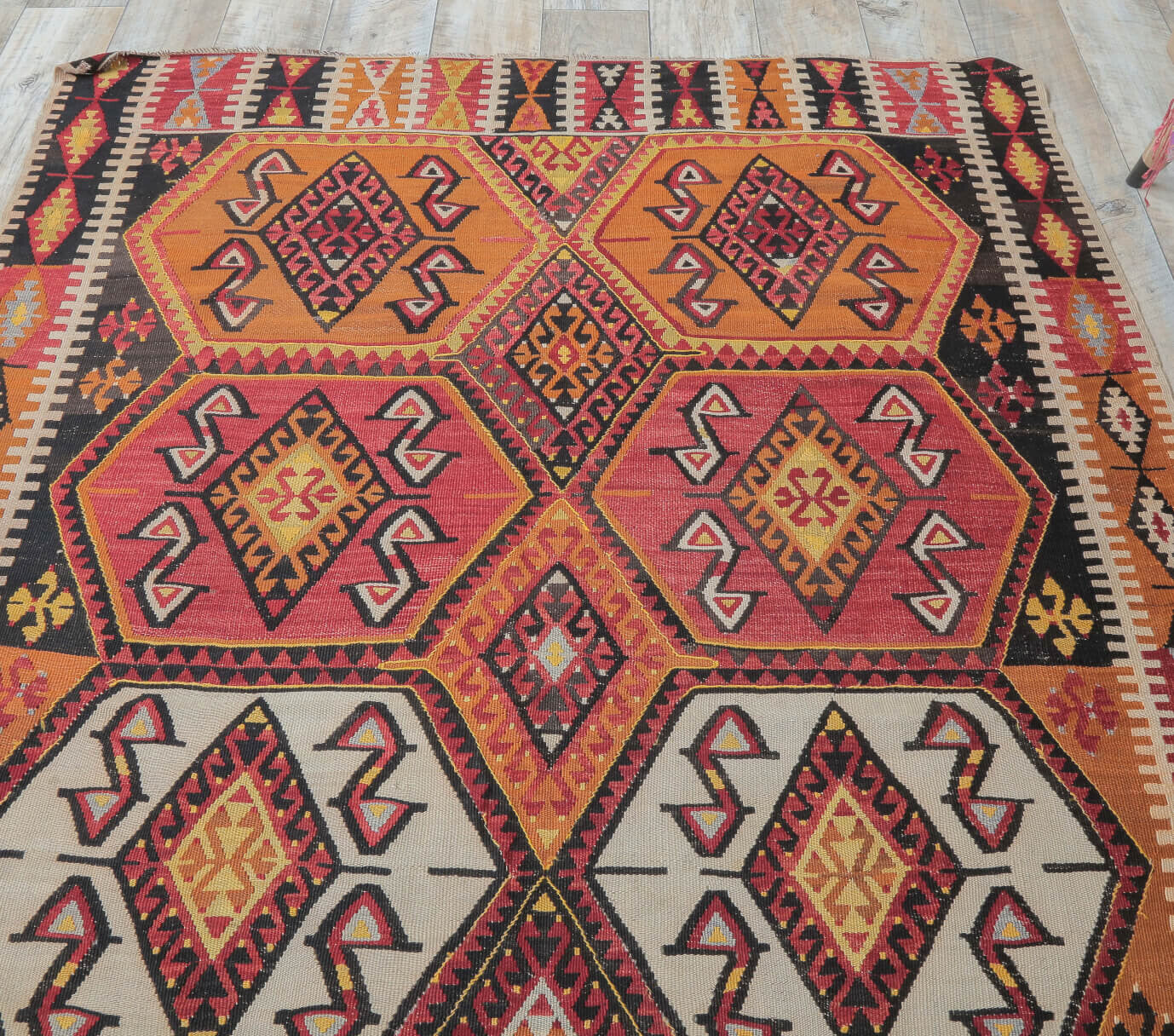 150x305 cm vintage Anatolian kilim rug – Charitanthe, flatweave, wool