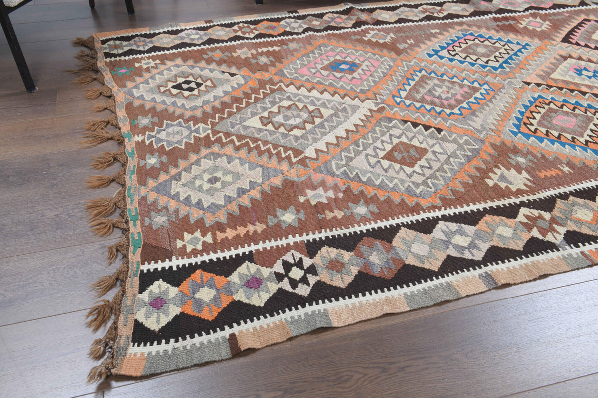 5x11 Wool Vintage Wide Kilim Runner Rug