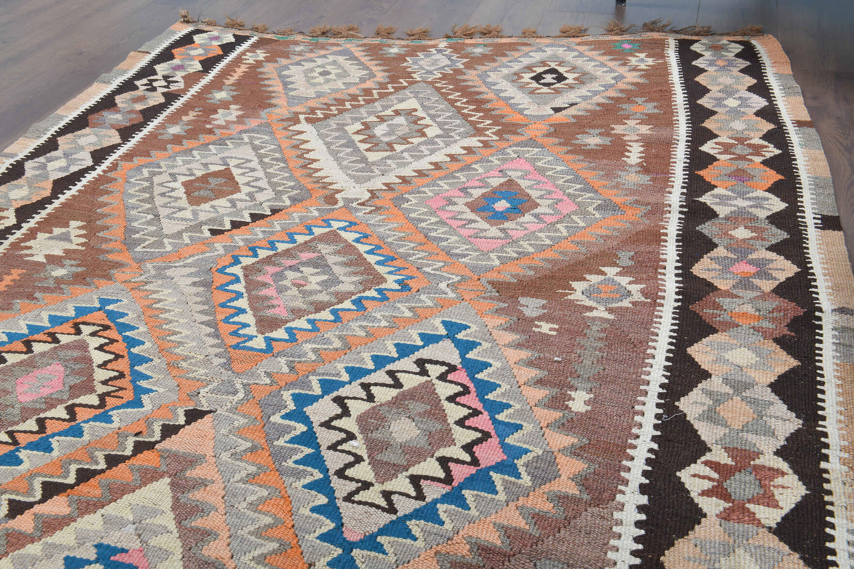 5x11 Wool Vintage Wide Kilim Runner Rug