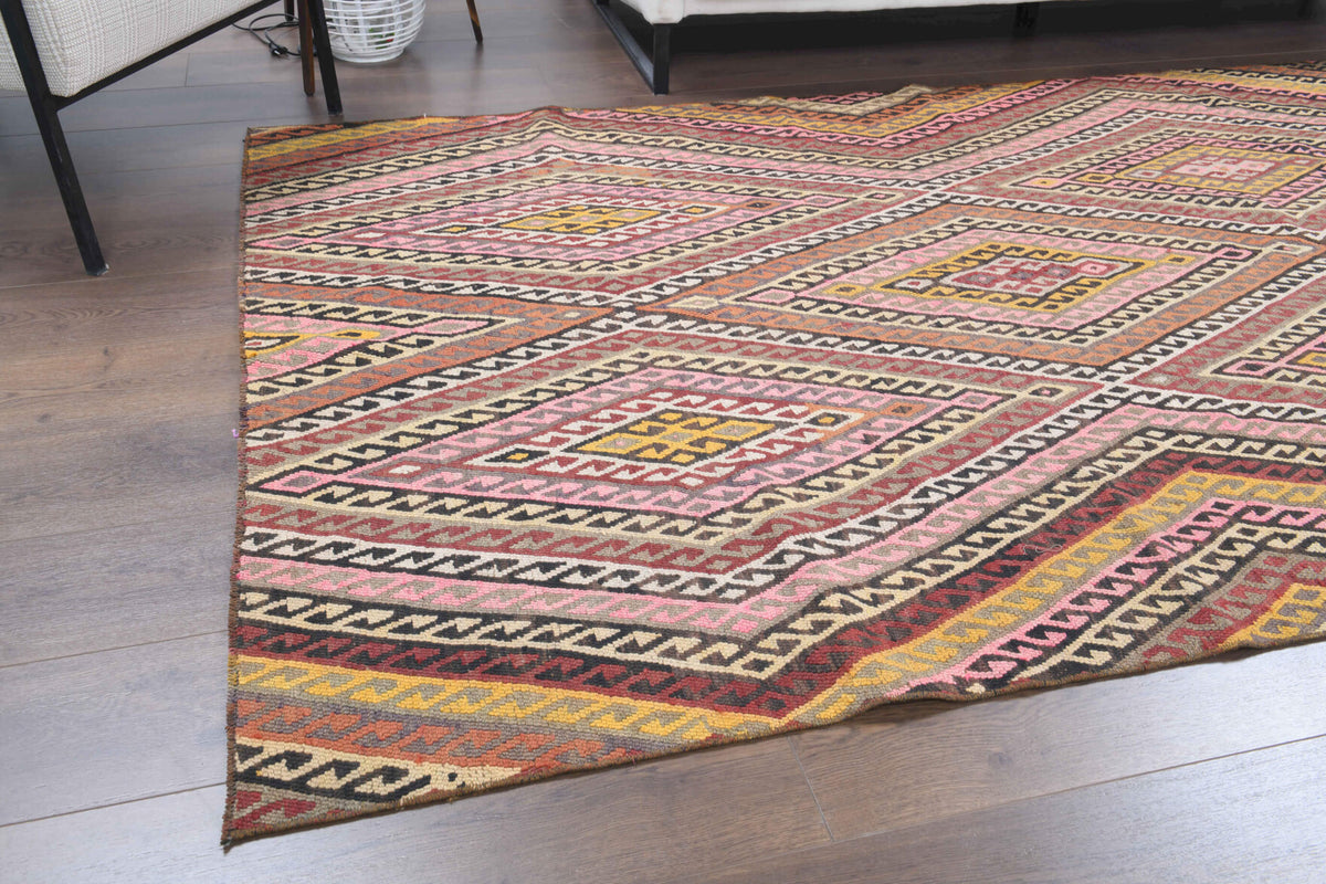 5x12 Wool Kilim Vintage Runner Rug