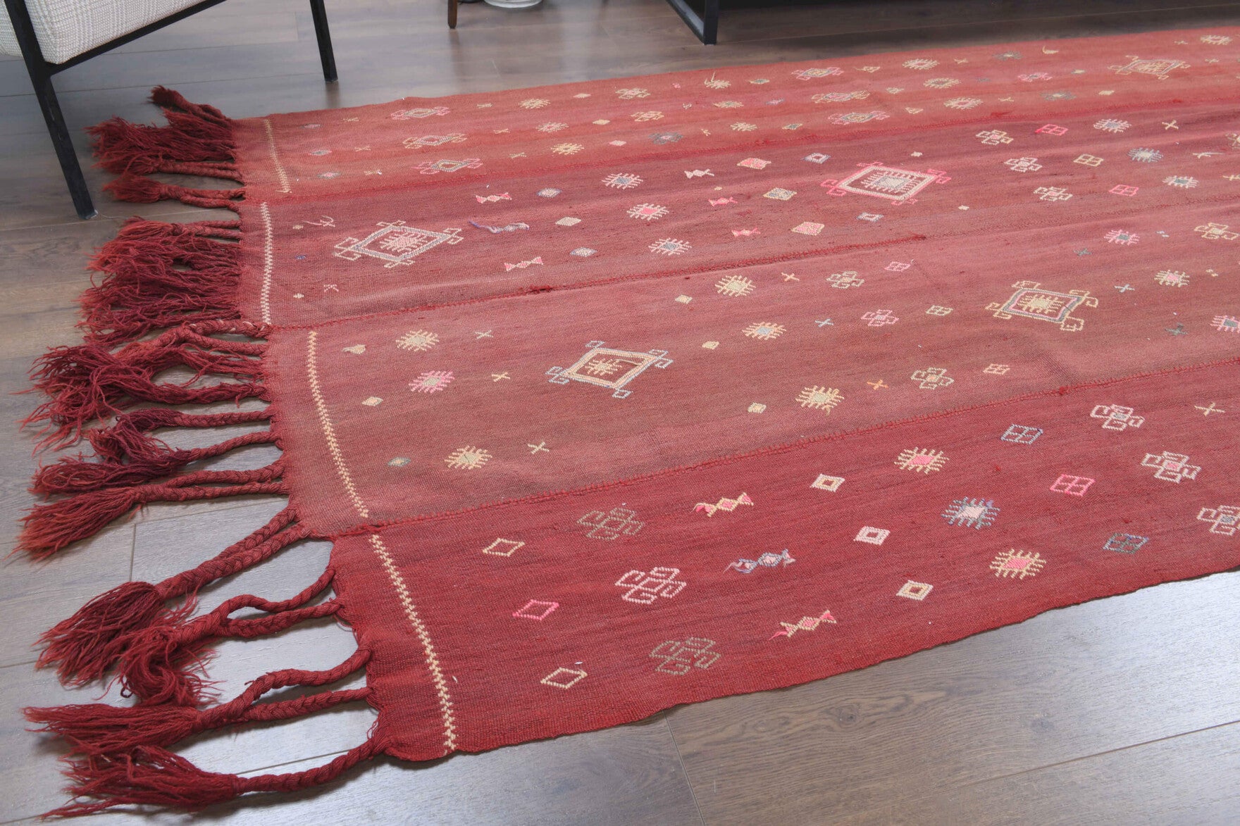 5x14 Red Vintage Wide Kilim Runner Rug