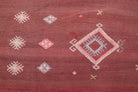 Pelagothalia runner: 1970s handwoven flatweave Anatolian runner with ikat motifs and cotton backing