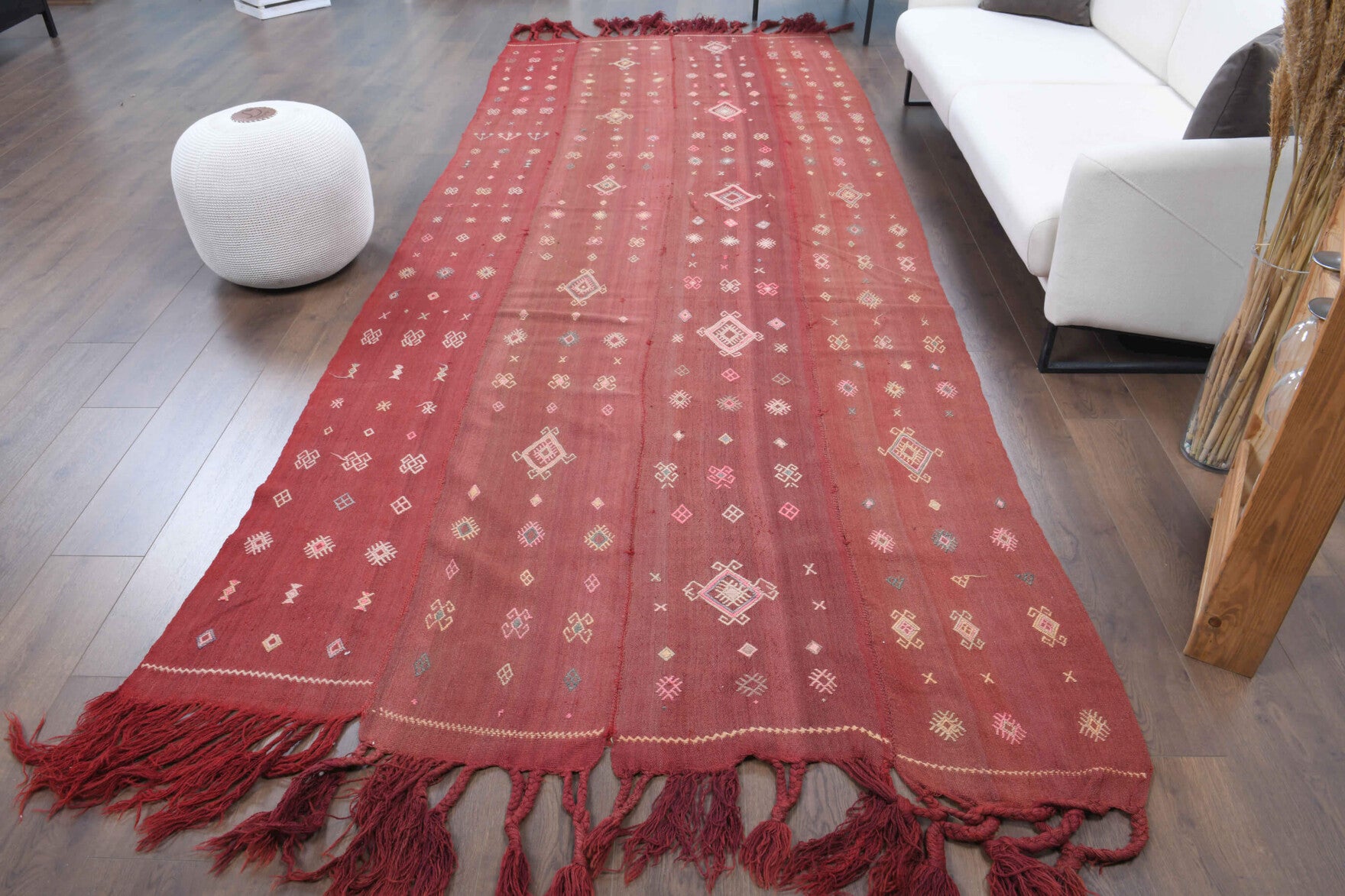5x14 Red Vintage Wide Kilim Runner Rug
