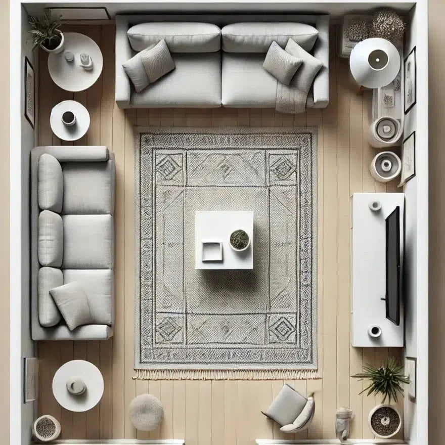 5x7 rug in a small room with two sofas - Fame Rugs