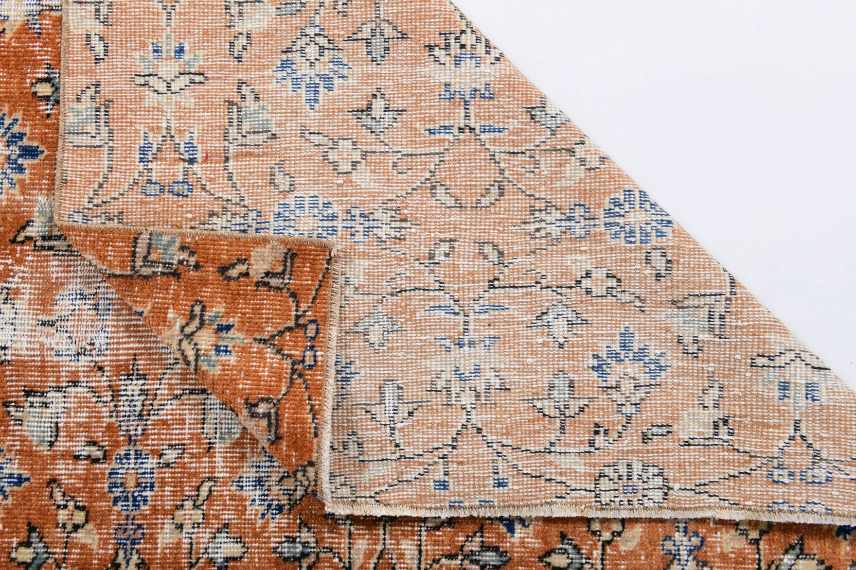 Authentic Anatolian vintage area rug (1970s) with floral design – one-of-a-kind at Fame Rugs