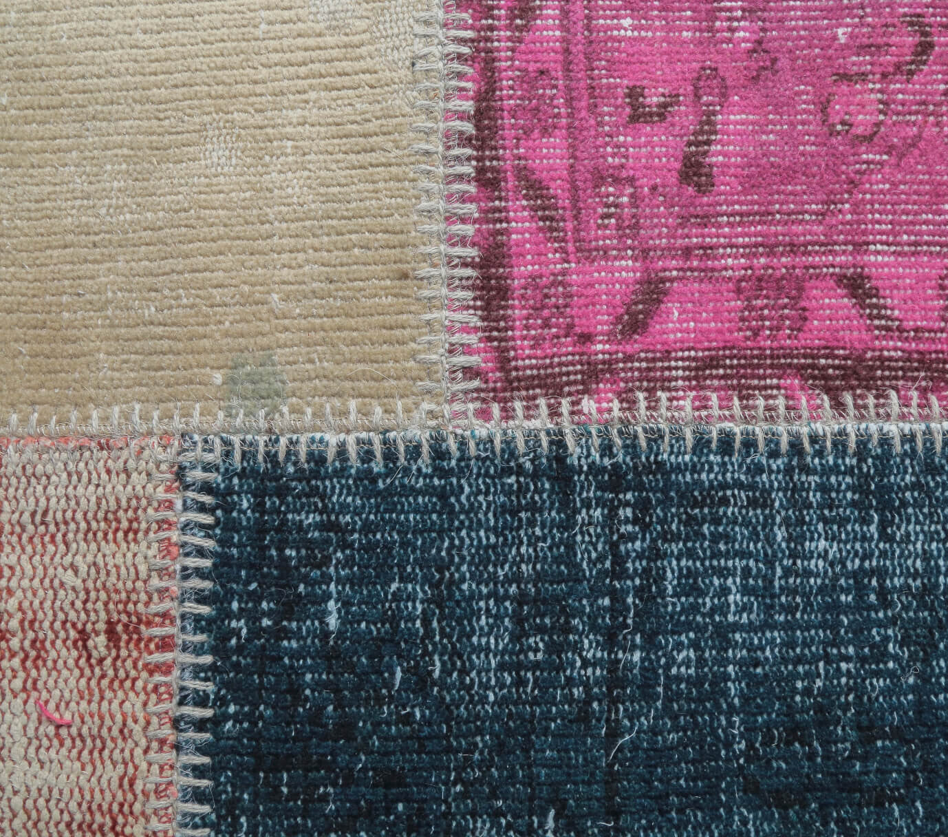 Hilalumut rug: 1970s handmade Anatolian rug with abstract motifs and fabric backing