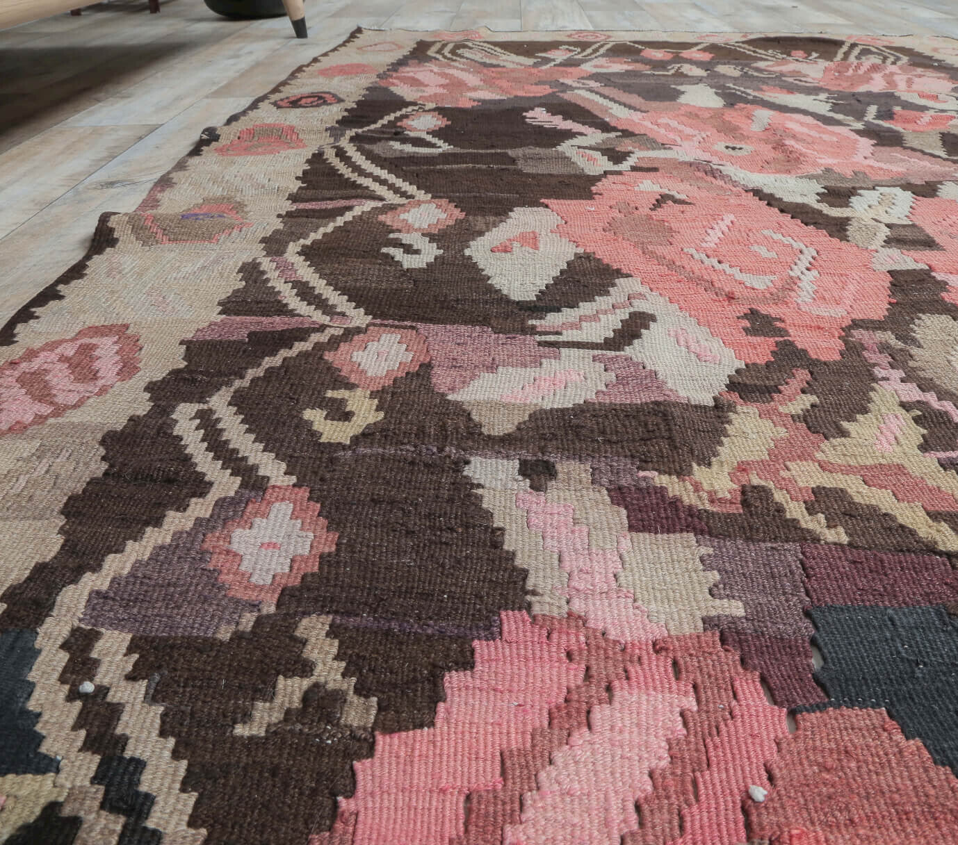 One-of-a-kind 1960s Anatolian vintage kilim rug in wool, 4'7" x 7'5"