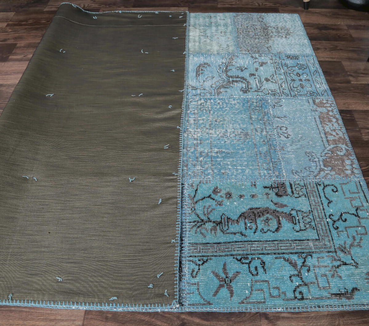 Authentic Anatolian vintage patchwork area rug (1970s) with abstract design – one-of-a-kind at Fame Rugs