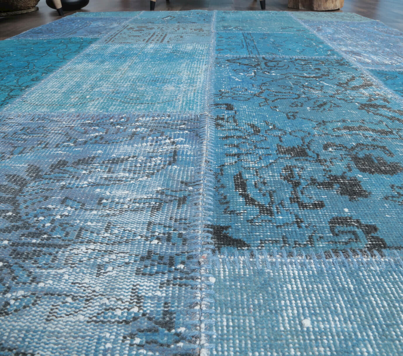 161x229 cm vintage patchwork Anatolian area rug – Humasah, low pile, wool