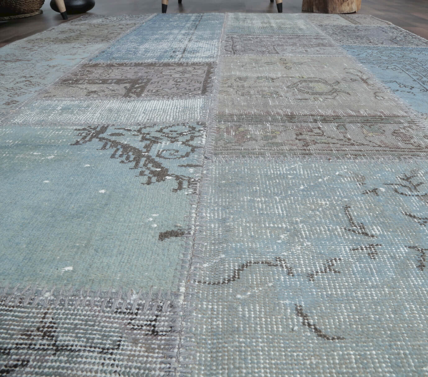 163x238 cm vintage patchwork Anatolian area rug – Hilalefruz, low pile, wool