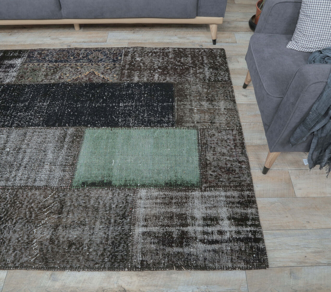 One-of-a-kind 1970s Anatolian vintage patchwork area rug in wool, 5'3" x 7'8"