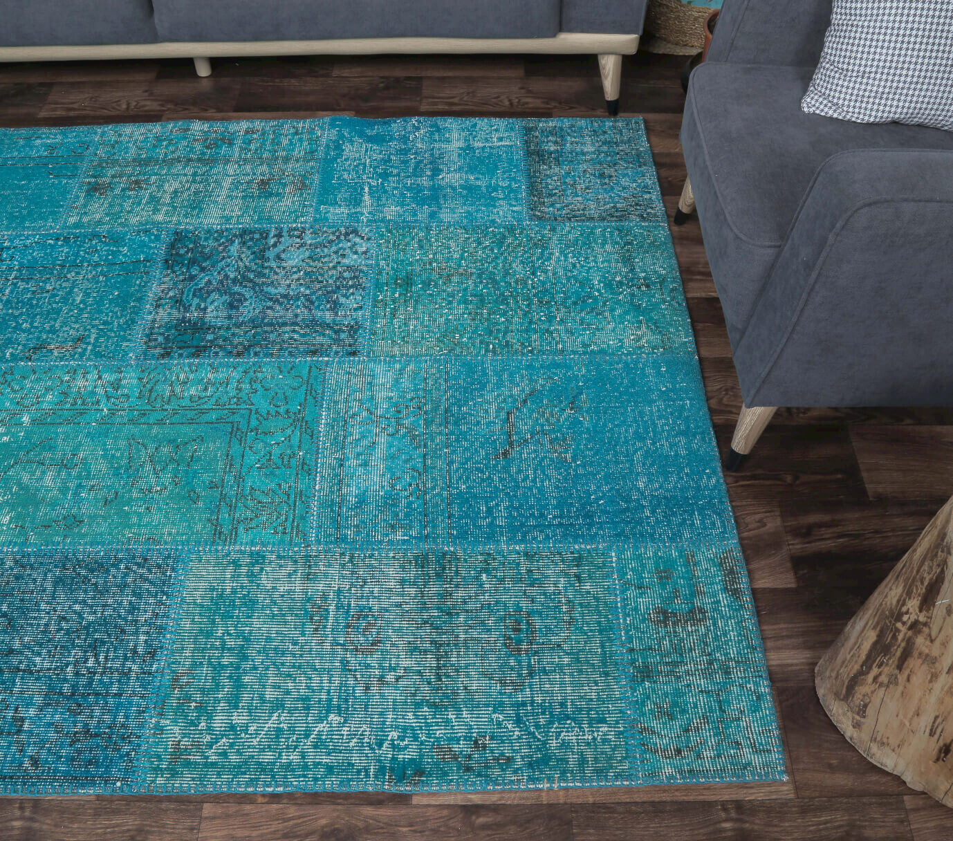 One-of-a-kind 1970s Anatolian vintage patchwork area rug in wool, 5'3" x 7'9"