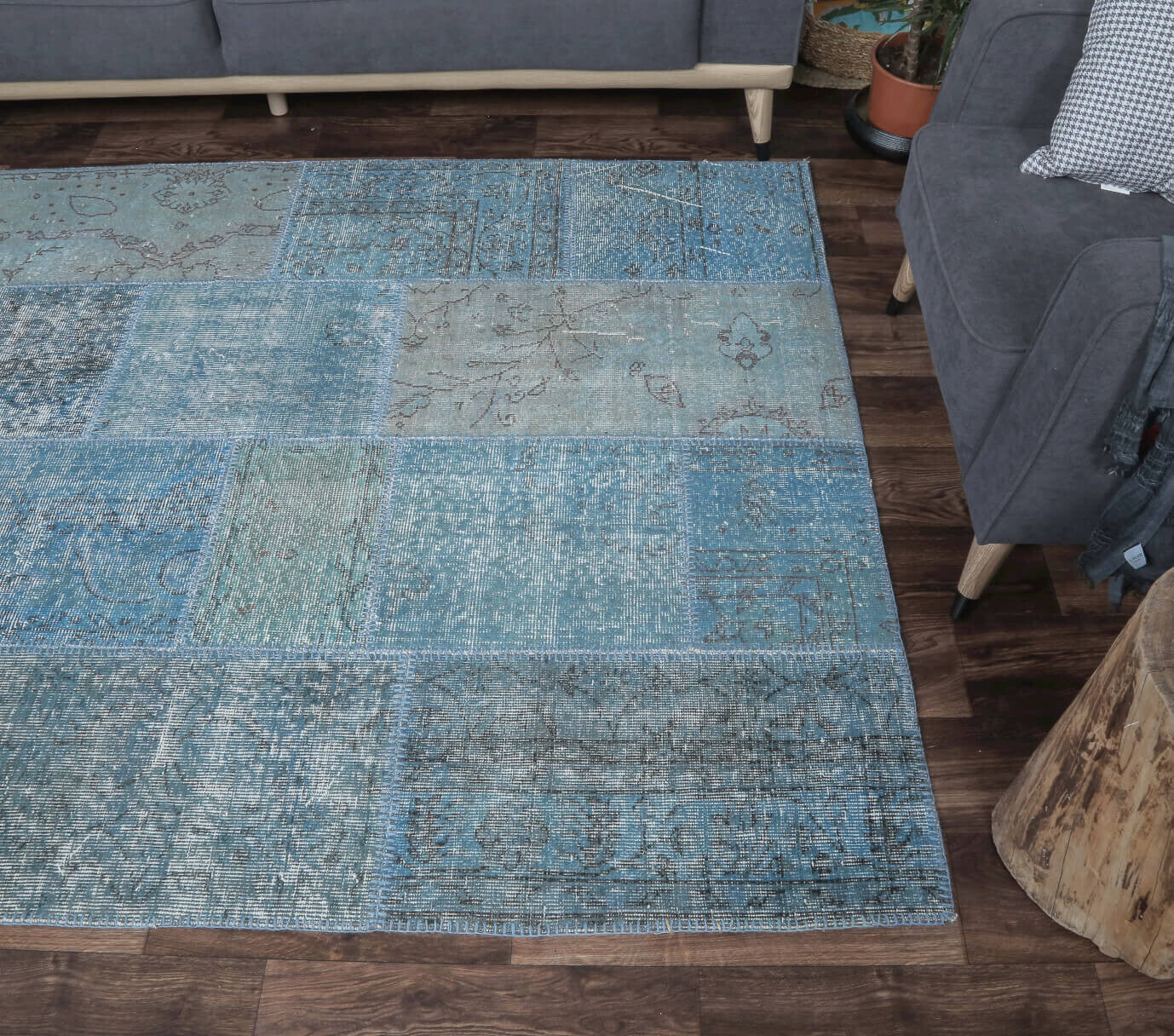 One-of-a-kind 1970s Anatolian vintage patchwork area rug in wool, 5'3" x 7'8"