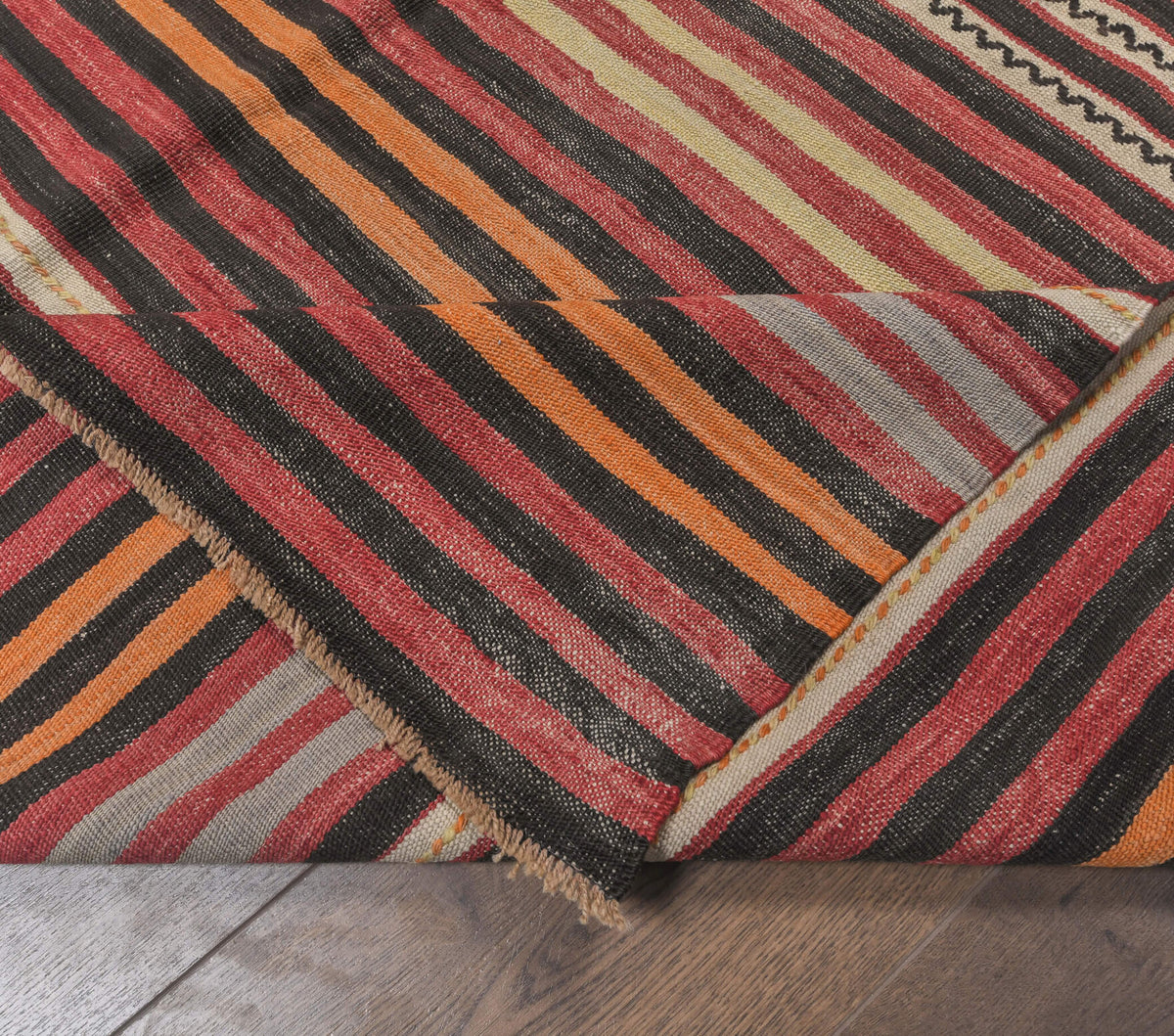 One-of-a-kind 1960s Anatolian vintage kilim rug in wool, 5'5" x 7'11"