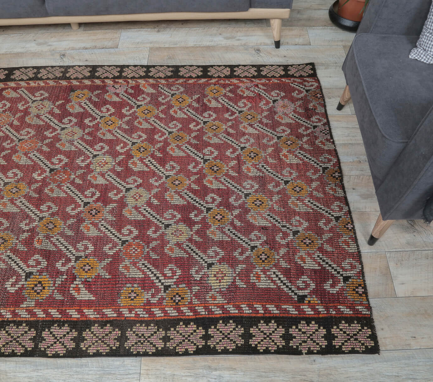 One-of-a-kind 1960s Anatolian vintage kilim rug in wool, 4'6" x 8'2"