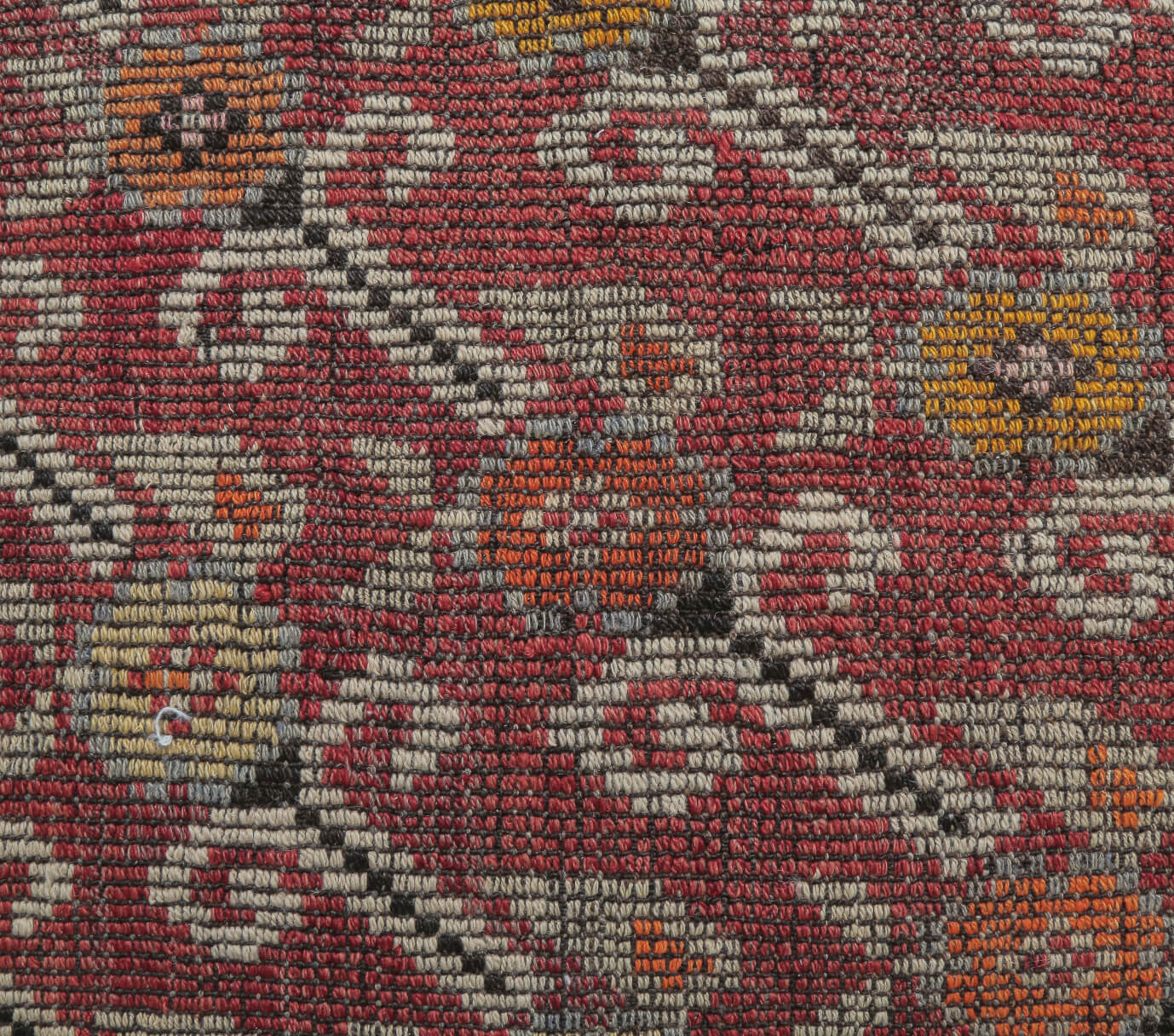 Damlaruh kilim: 1960s handwoven flatweave Anatolian kilim with ikat motifs