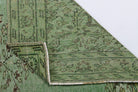 Handmade wool rug from Anatolia, Turkey – Green Oushak Vintage Area Rug 5'5" x 9'2"