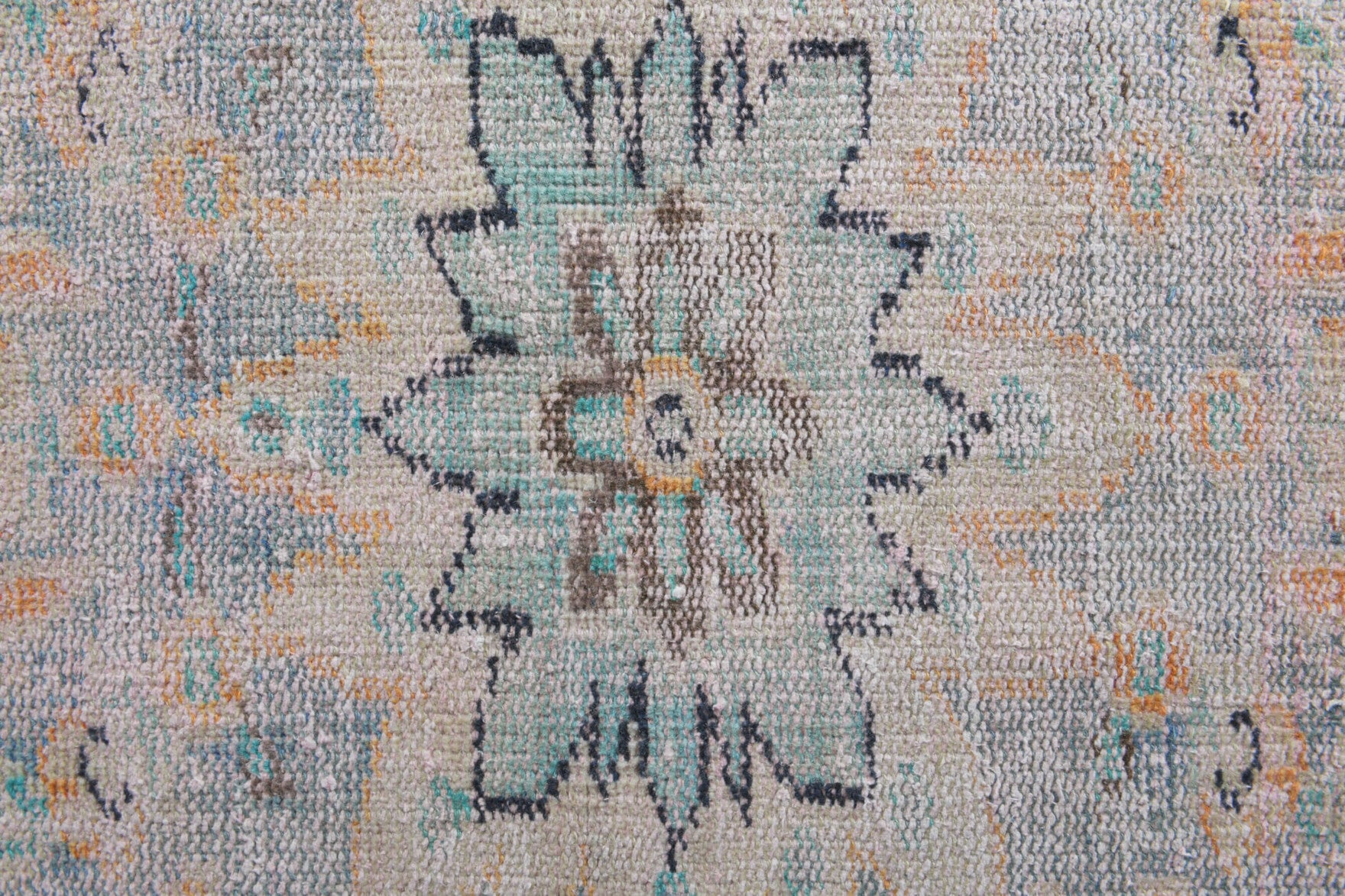 Authentic Anatolian antique washed vintage area rug (1970s) with oriental design – one-of-a-kind at Fame Rugs