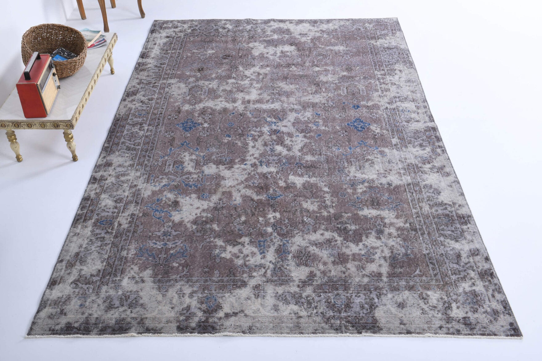 Distressed Oushak Vintage Area Rug