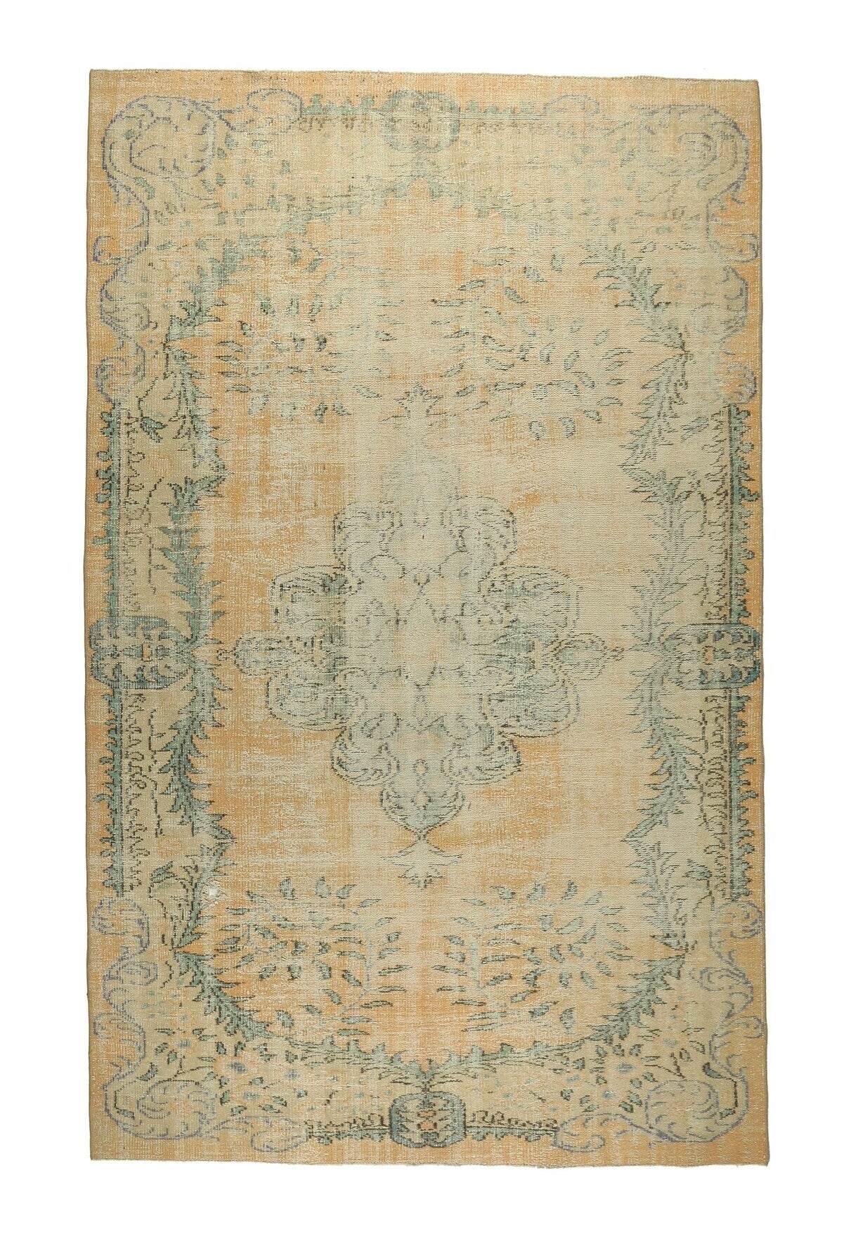 6 'x 10' Antique Washed Anatolian Oriental Area Rug from 1950s