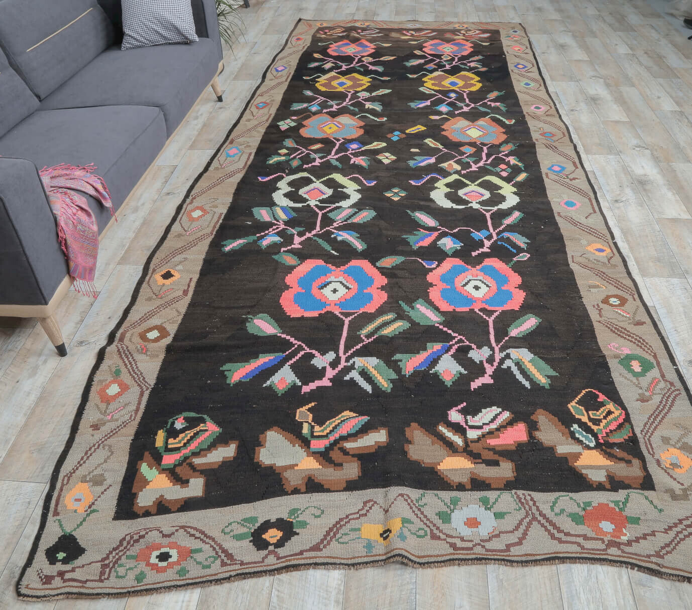 Ceylanperi 6x15 Azerbaijan Vintage Oversize Kilim Rug by Fame Rugs – one-of-a-kind vintage kilim from the 1960s