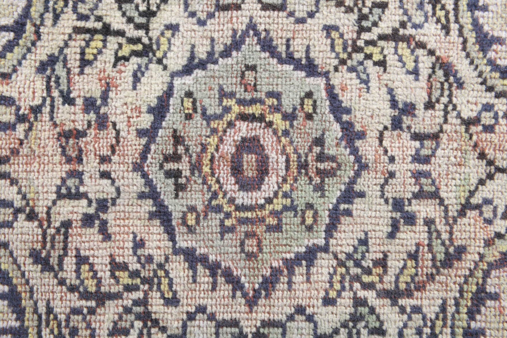 Elpizoe rug: 1970s handmade Anatolian rug with oriental motifs and red cotton backing