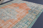 Hedysthene rug: 1950s handmade Anatolian rug with oriental motifs and cotton backing