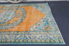 Hedymeda rug: 1970s handmade Anatolian rug with oriental motifs and cotton backing