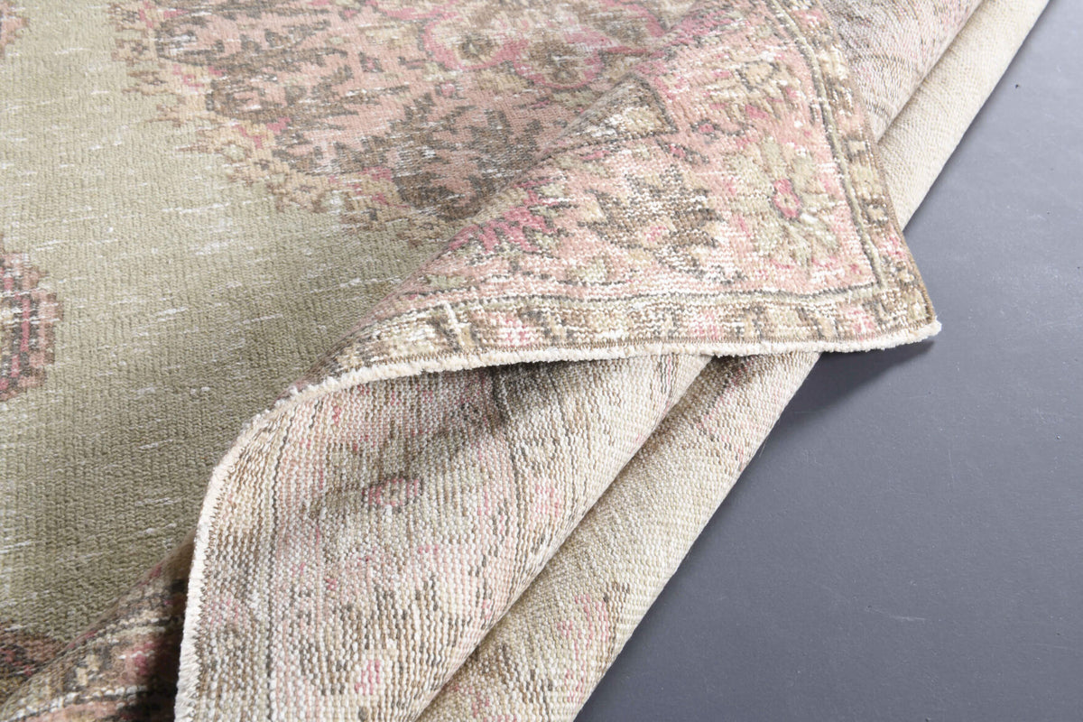 Handmade wool rug from Anatolia, Turkey – 6x9 Oushak Handmade Vintage Area Rug 5'9" x 9'4"