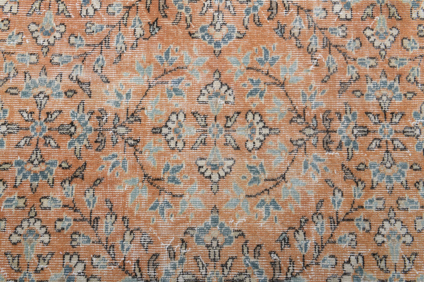 Authentic Anatolian vintage area rug (1970s) with bordered and floral design – one-of-a-kind at Fame Rugs