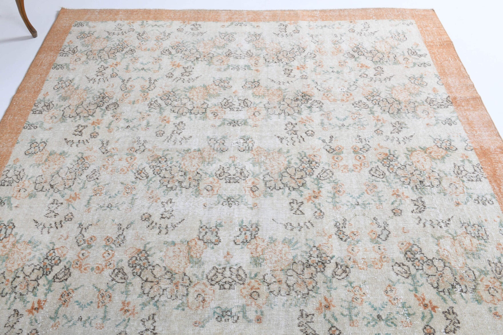 Vintage Bordered Area Hereke Rug