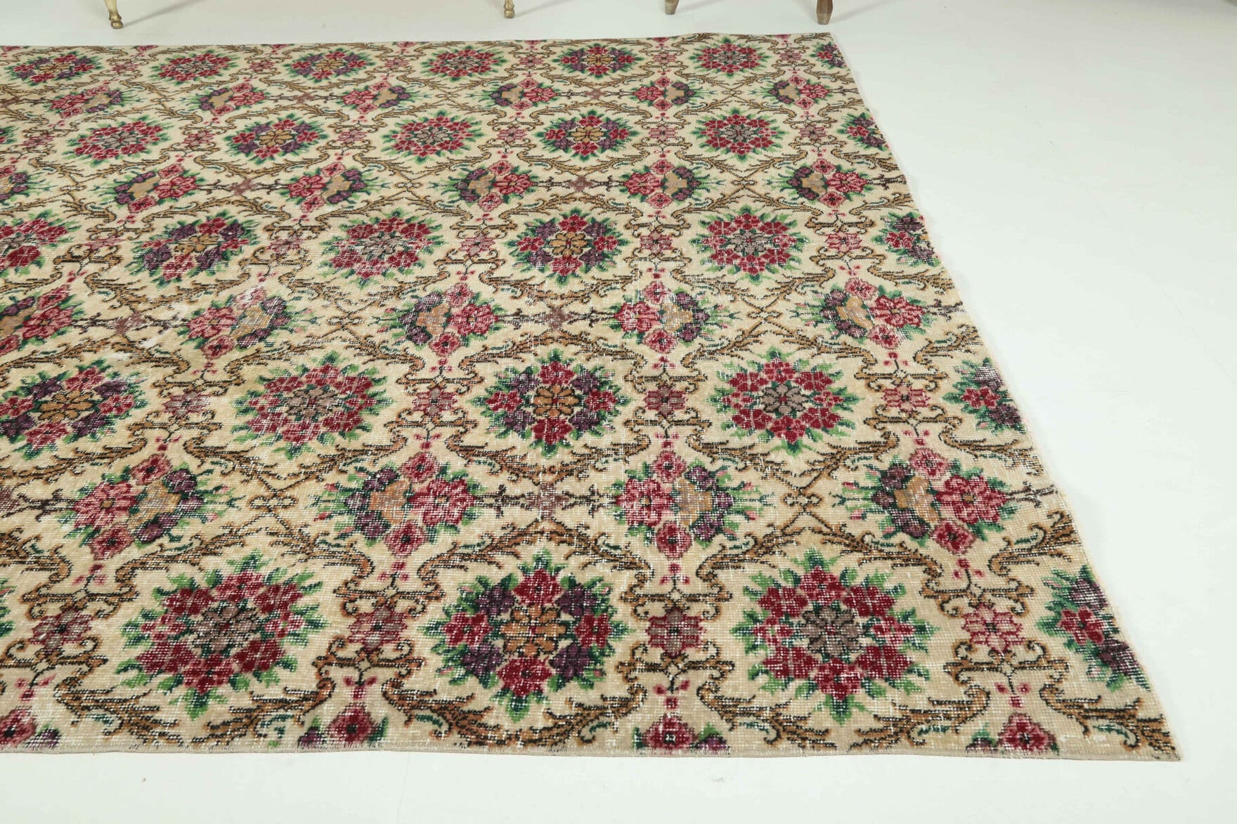 Berrakbike rug: 1970s handmade Anatolian rug with ikat motifs and cotton backing