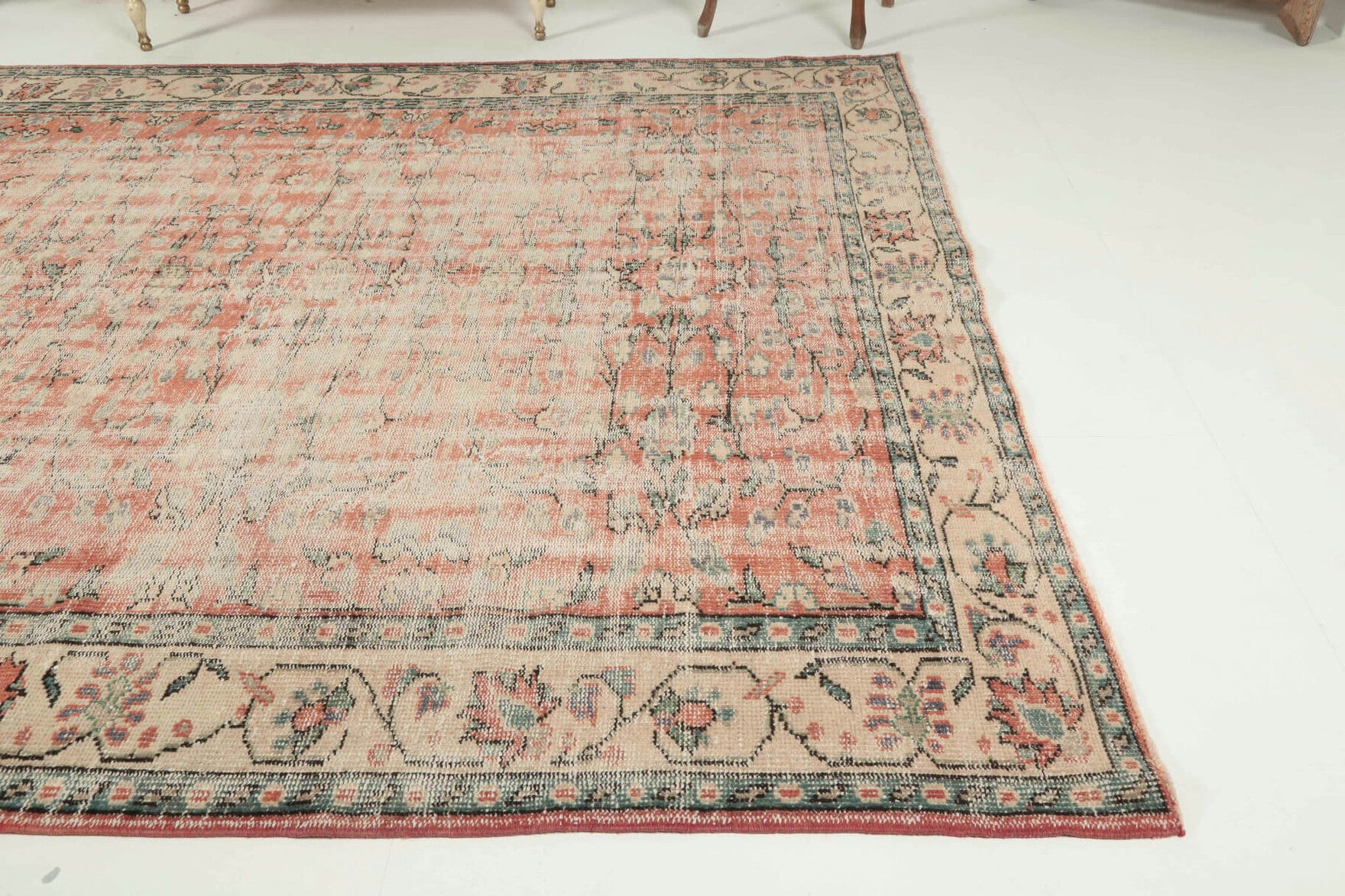 One-of-a-kind 1960s Anatolian distressed vintage area rug in wool, 7'3" x 9'8"