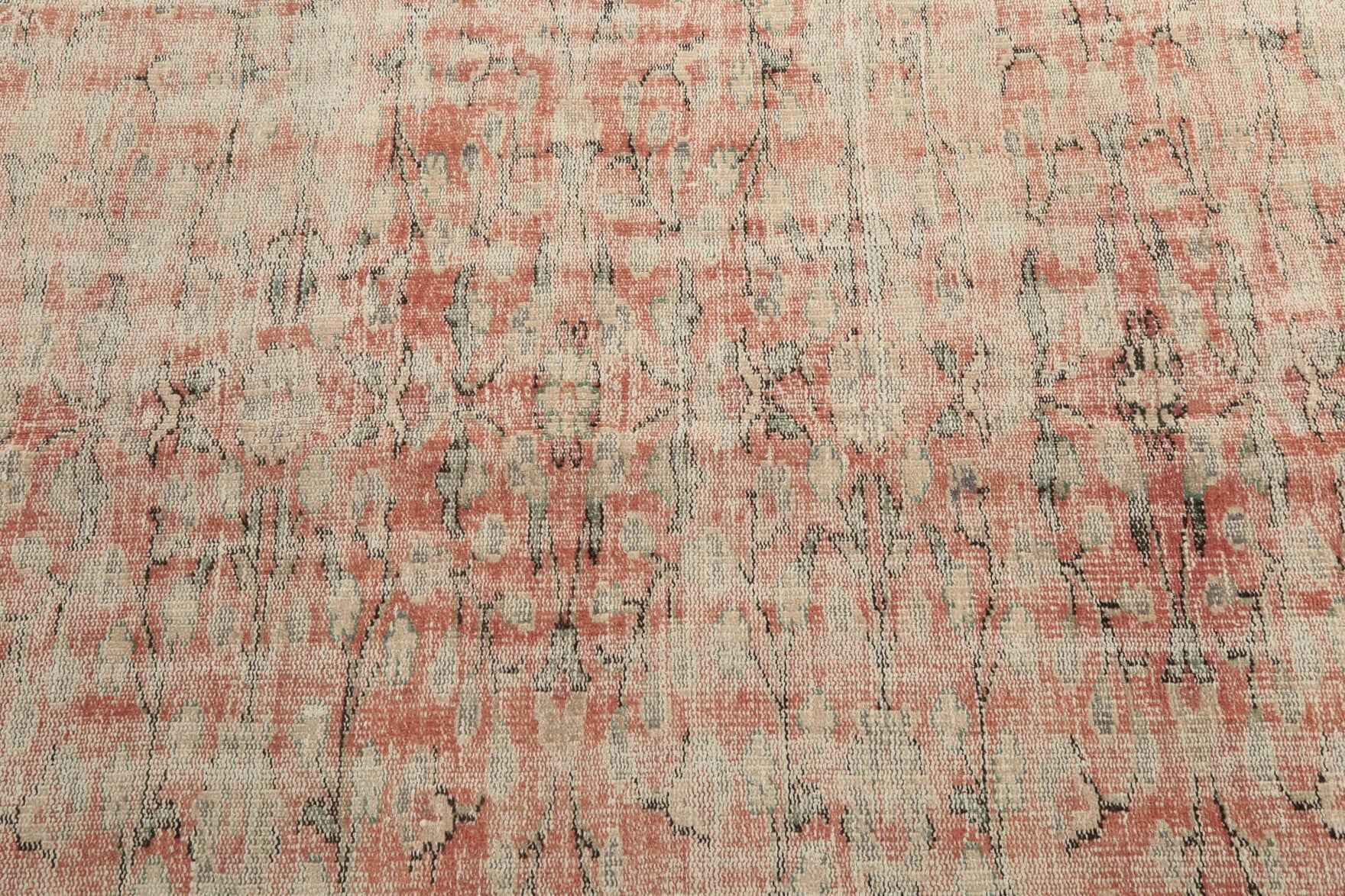 220x294 cm distressed vintage Anatolian area rug – Astrachoria, low pile, wool